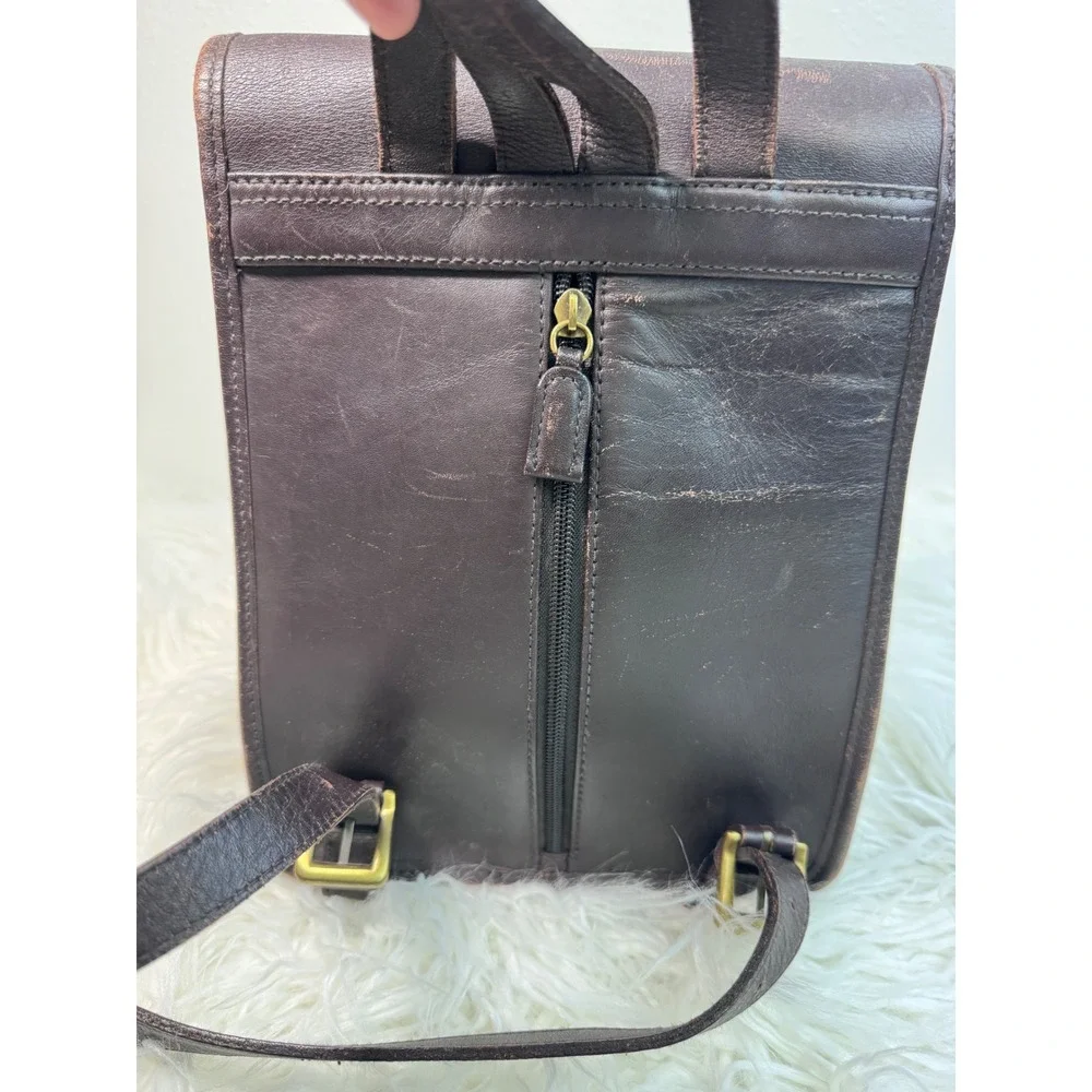 Vintage Croft & Barrow Leather Backpack Dark Brown Chocolate Turn Lock Flap